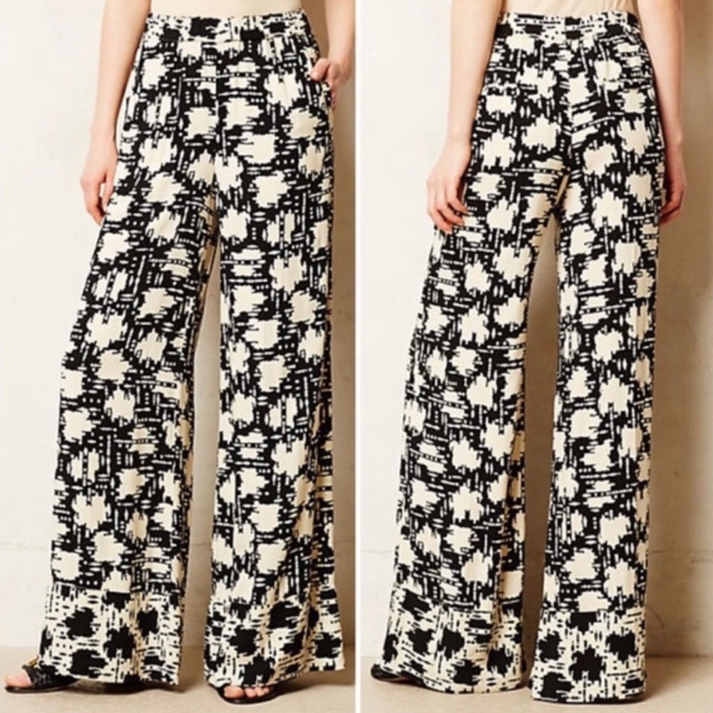 Anthropologie Lilka black motif palazzo pants size xs